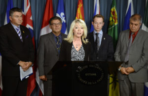 MP Candice Bergen speaks as members of the Iranian-Canadian community hold a press conference on Parliament Hill in Ottawa, Thursday, Oct. 6, 2016. Photo: Justin Tang