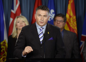 MP James Bezan speaks as members of the Iranian-Canadian community hold a press conference on Parliament Hill in Ottawa, Thursday, Oct. 6, 2016. Photo: Justin Tang