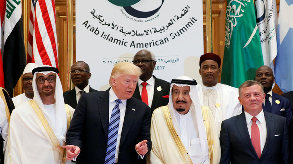 Jordan's King Abdullah II, Saudi Arabia's King Salman bin Abdulaziz Al Saud, U.S. President Donald Trump, and Abu Dhabi Crown Prince Sheikh Mohammed bin Zayed al-Nahyan pose for a photo during Arab-Islamic-American Summit in Riyadh