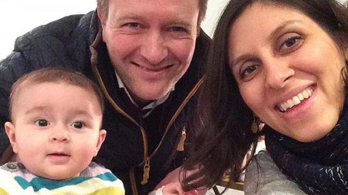 Nazanin Zaghari-Ratcliffe with her husband Richard Ratcliffe and their daughter Gabriella (PA)