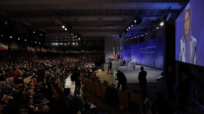 10-Maryam-Rajavi-at-the-Paris-conference-Mullahs-Regime-in-Crises